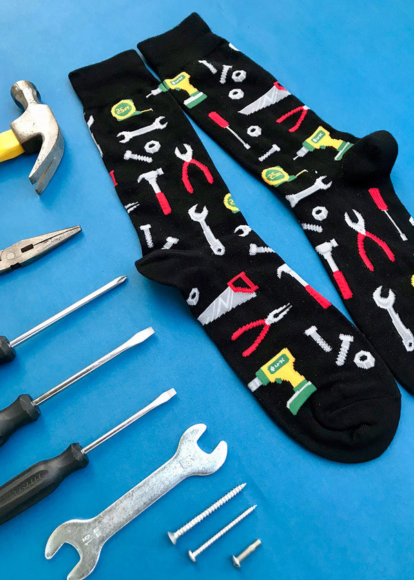 Tools Socks for Men  Awesome Gift for Mr. Fix It - Cute But Crazy Socks