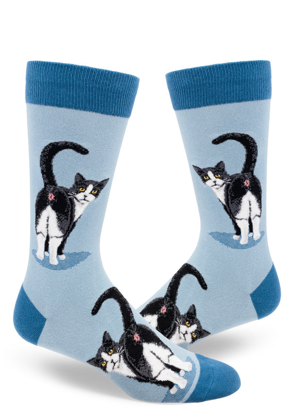 Tuxedo Cat Butt Men's Socks  Funny Gift for Cat Lover - Cute But