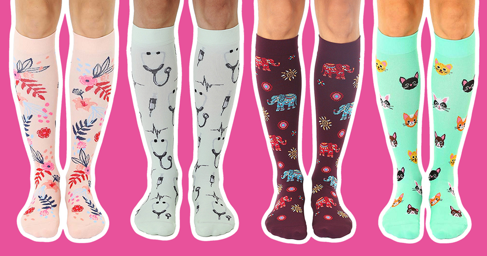 Compression socks for calves Pink