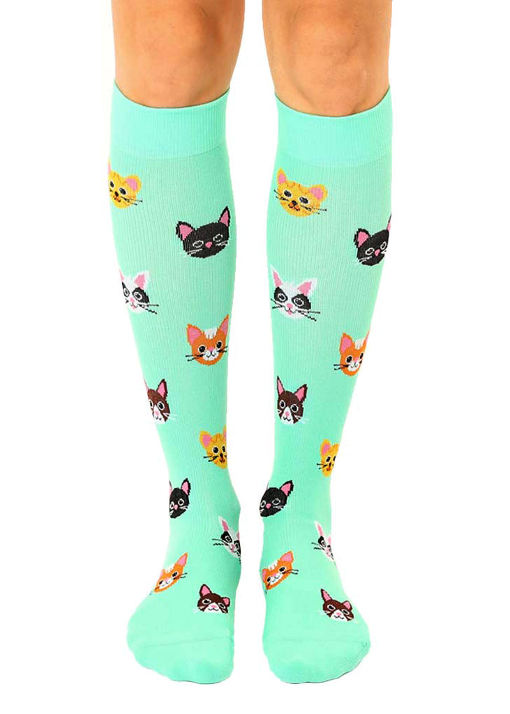 White Cat Socks for Women  Cute Rainbow Cat Faces! - Cute But Crazy Socks