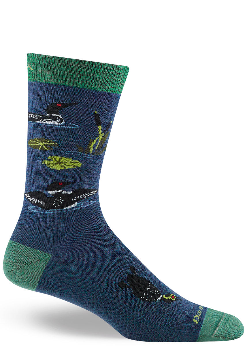 Men's Denim Loon Wool Socks  Bird Dress Socks by Darn Tough