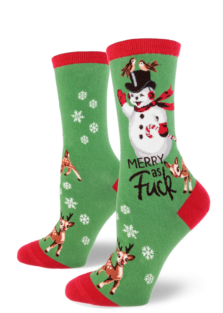 Cozy and Cute Red Christmas Reindeer Slipper Socks for Women