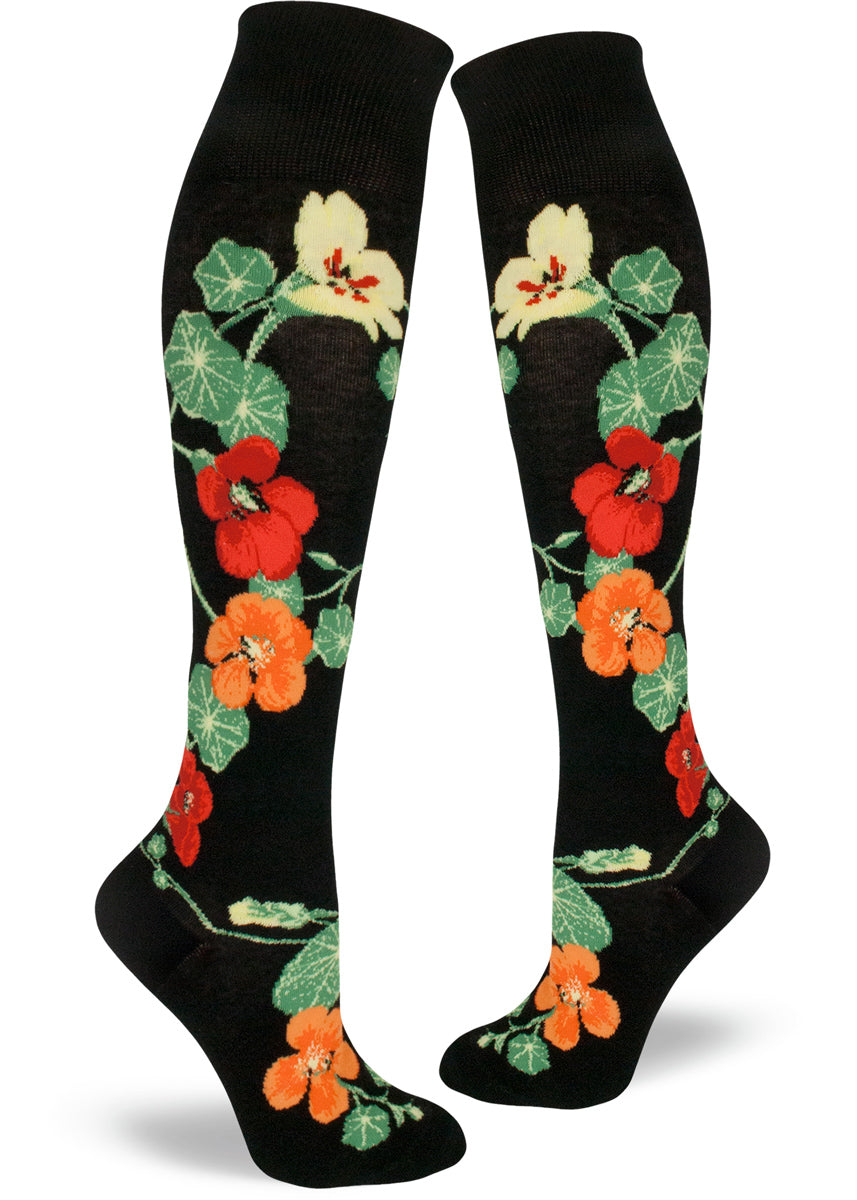 Nasturtiums Knee Socks Beautiful Floral Socks By Modsocks Cute But