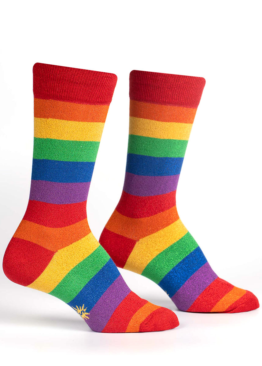 Striped Rainbow Glitter Socks  Colorful Sparkly Socks - Cute But
