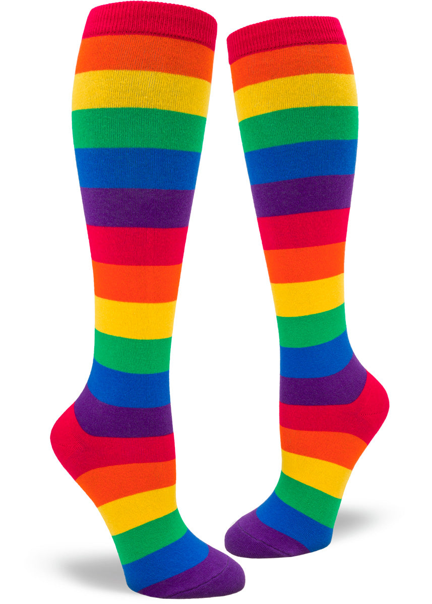 Classic Rainbow Striped Women's Knee High Socks