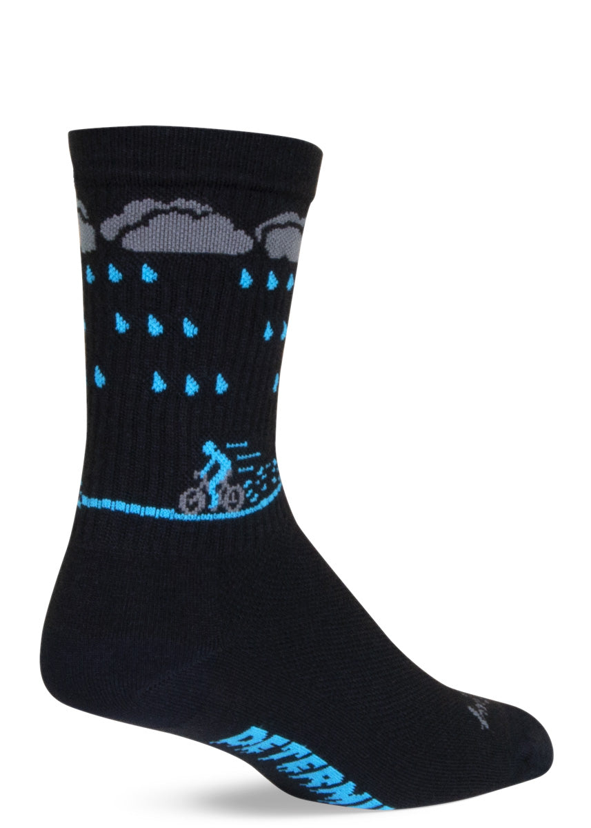 Rainy Bike Ride Crew Socks  Funny Socks for Cyclists - Cute But Crazy Socks