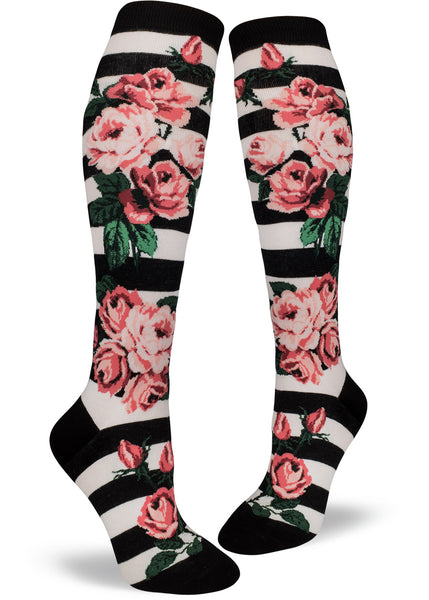 Rose Knee-High Socks | Floral Socks with Roses for Flower Lovers