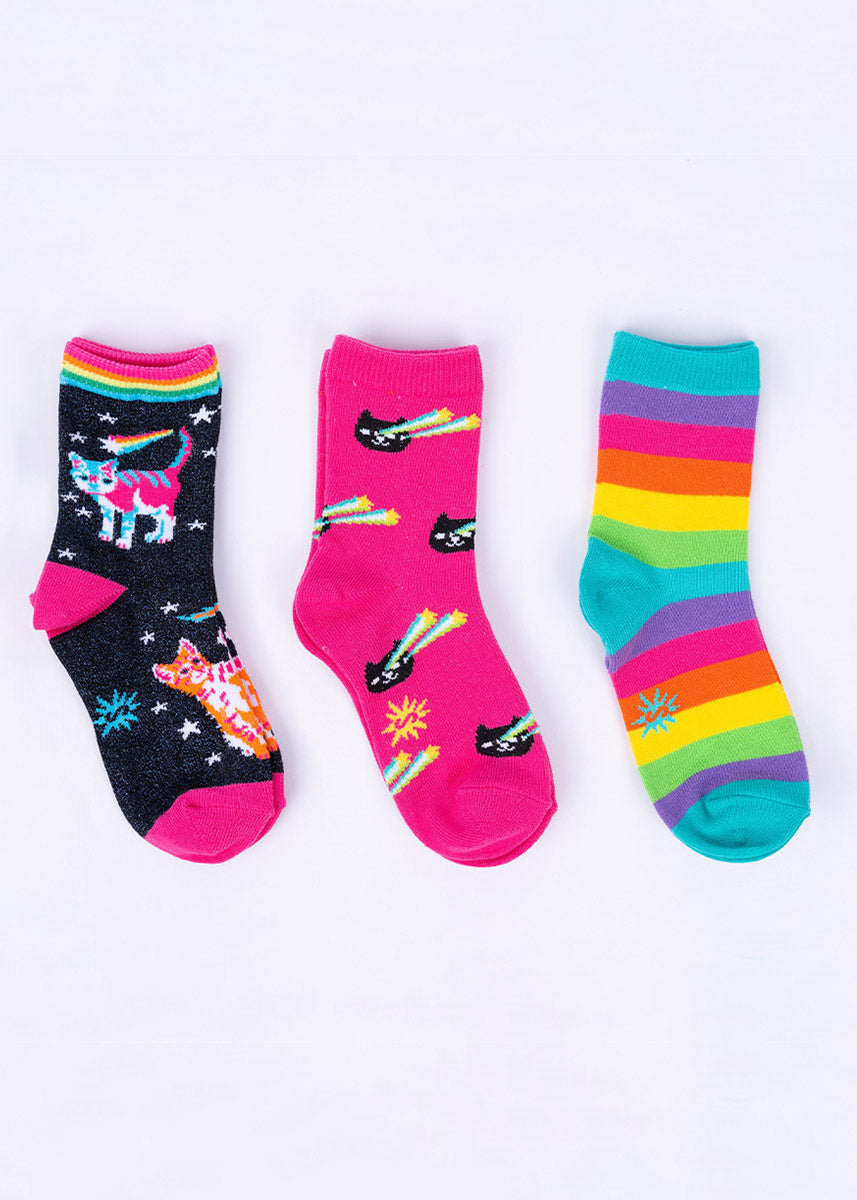 White Cat Socks for Women  Cute Rainbow Cat Faces! - Cute But Crazy Socks