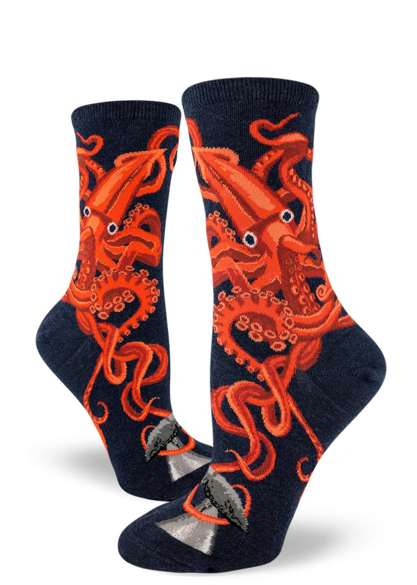 Squid Socks  Giant Squid Crew Socks for Women - Cute But Crazy Socks
