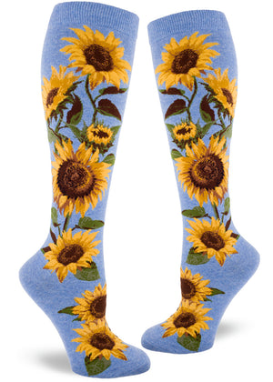 Sunflower Knee High Socks | Beautiful Yellow Floral Design - Cute But ...